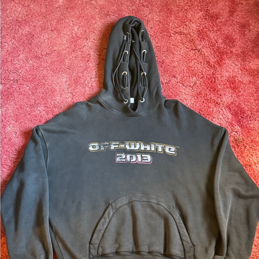 Off-White digit bacchus drawstring long-sleeved 2013 Gray Hoodie